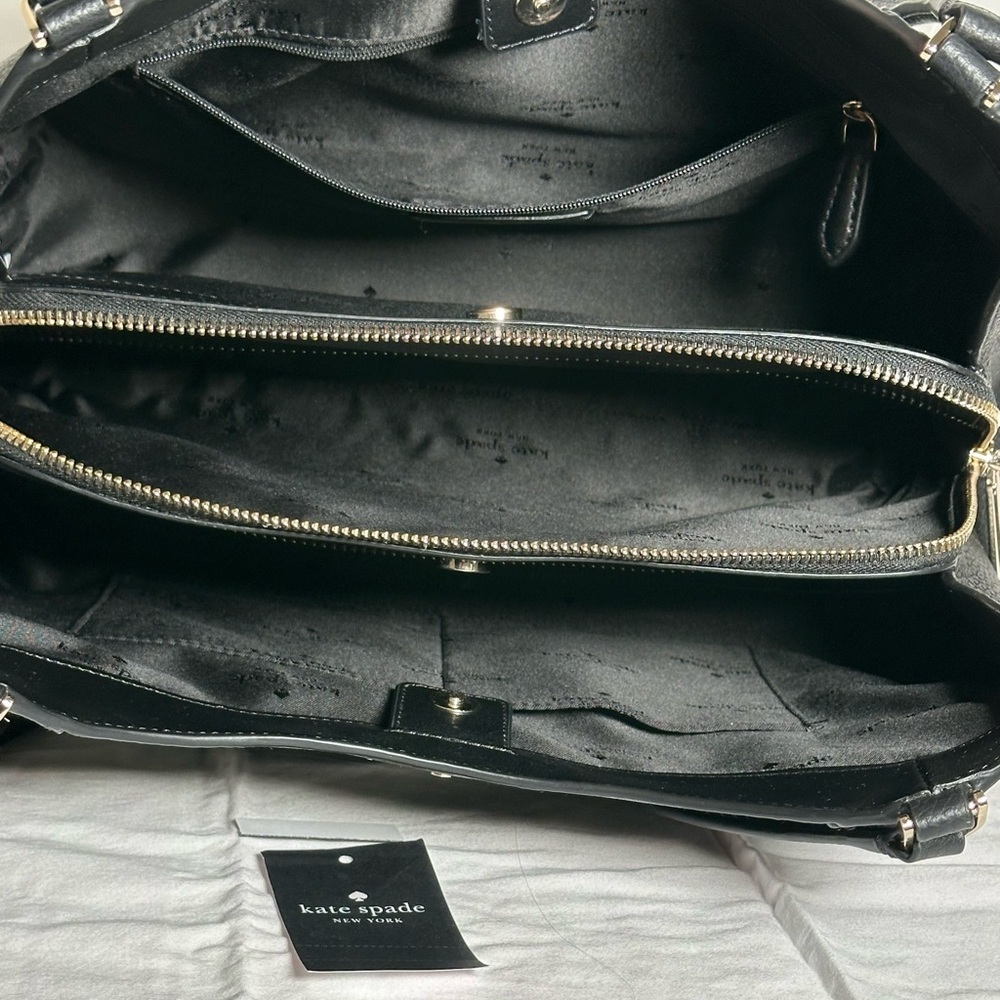 Kate Spade Black Pebbled Leather Triple Compartment Shoulder Bag - Picture 8 of 16